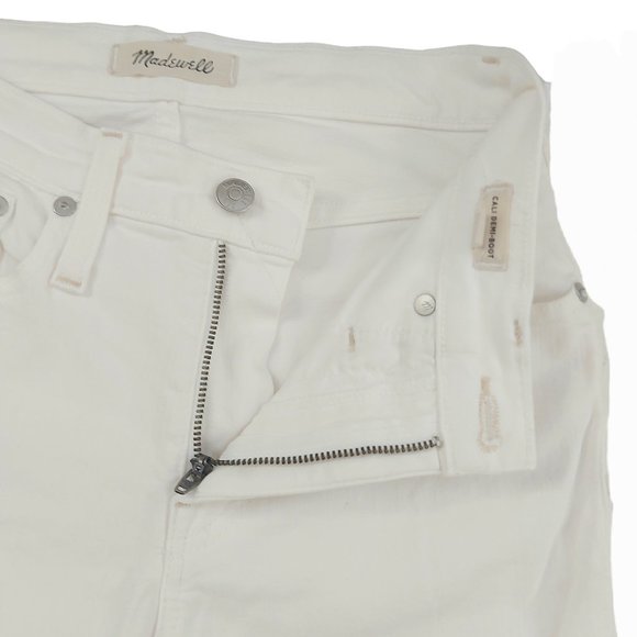 Madewell Jeans Womens 25 White Cali Demi-Boot Raw Hem Stretch Rodeo Cowgirl - Picture 3 of 11